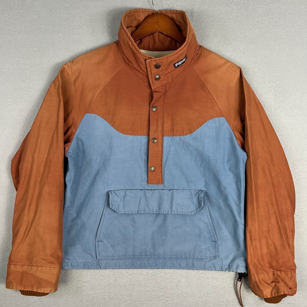 VTG JanSport Anorak Jacket Pullover Fits S Colorblock Snap Front Pouch Pocket